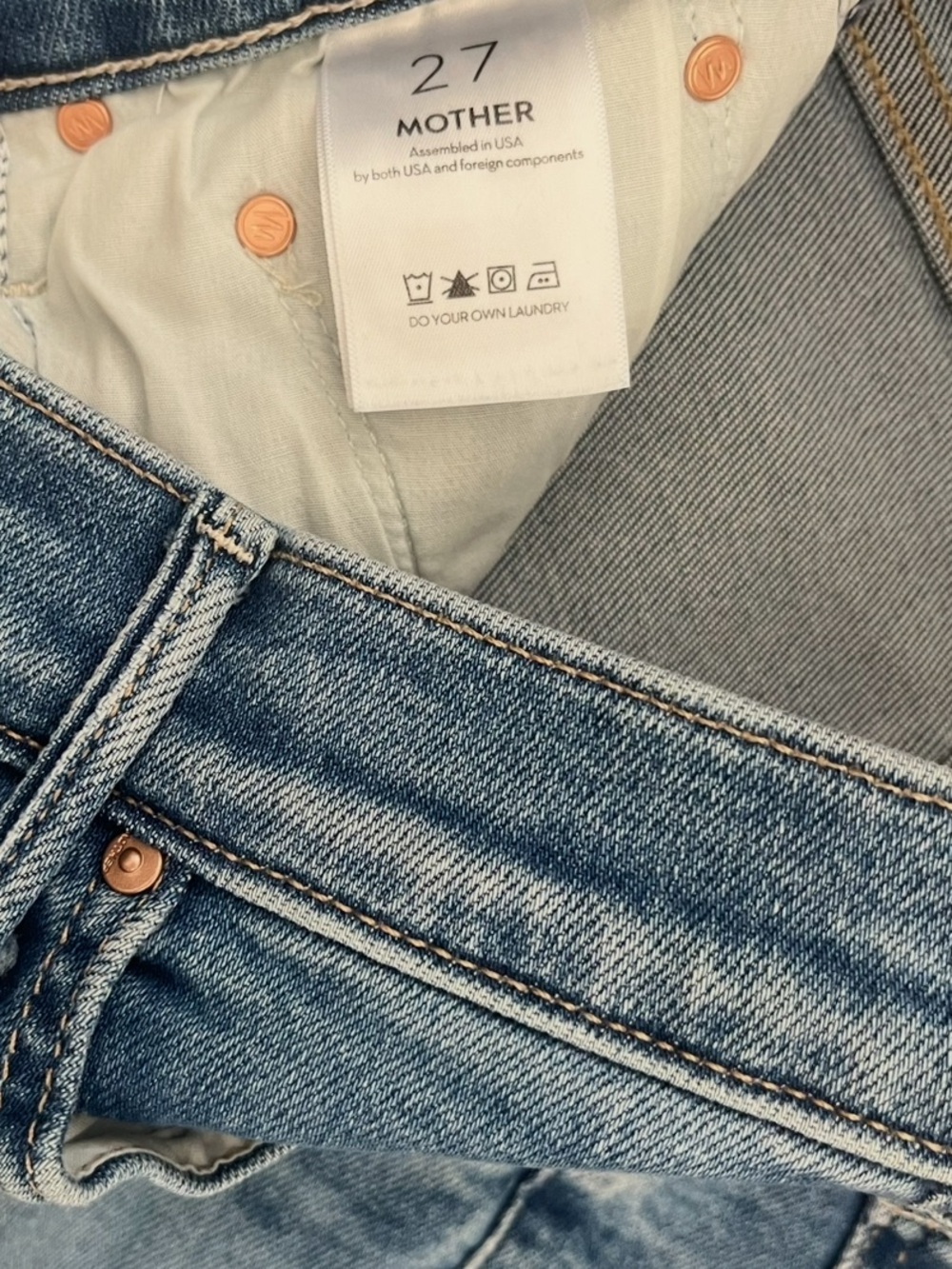 MOTHER Lil’ Insider Crop Step Fray Jeans Petite Out Of The Blue Size 27 - Picture 8 of 16